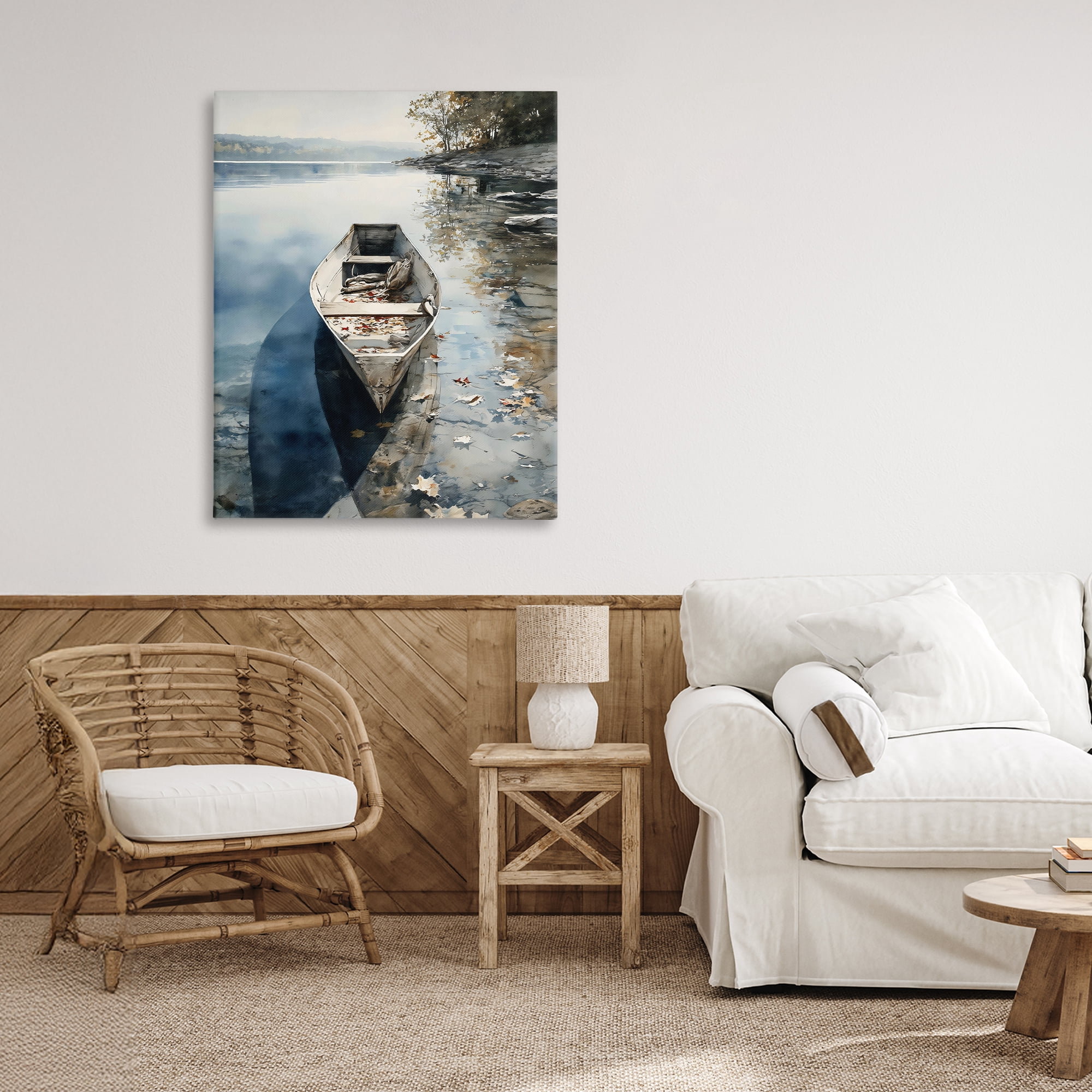 Stupell Industries Boat In The Fall Reflection Canvas Wall Art, design by Franklyn Gregory