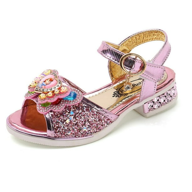 Sandalias para niñas, novedad de verano, moda coreana, Sophia forzen, zapatos de princesa, fondo suave de cristal, zapatos de playa para niños, 33 plantillas, 20,7 cm Gao Jinjia LED