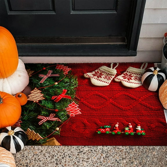 Chmadoxn Christmas Door Mat, Christmas Welcome Mat, Christmas Tree Door Mat, Christmas Front Door Mat, Christmas Floor Doormat, Christmas Outdoor Mat, Christmas Rug, 35.4×23.6 Inch