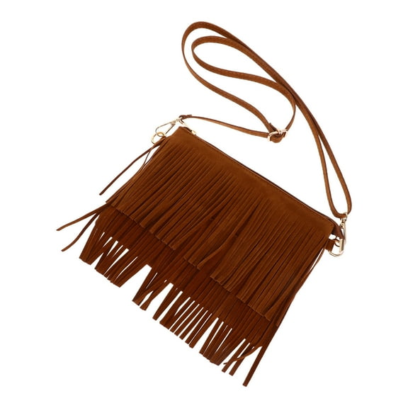 Beaupretty Fringe Bag Woman Storage Holder Light Brown 1Pack Vintage Crossbody Wear