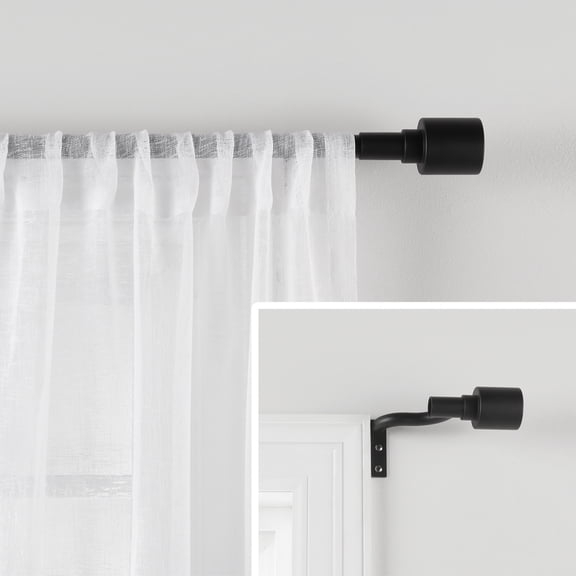 Mainstays Easy Hang Curtain Rod, Adjustable 30-84 Inches, Matte Black