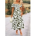 thumbnail image 3 of PRETTYGARDEN Women's Summer Boho Midi Dress Off Shoulder Puff Sleeve Print Smocked Ruffle Beach Long Flowy Dresses, 3 of 6