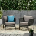 thumbnail image 2 of GDF Studio Sefora Outdoor Aluminum and Rope Club Chairs with Cushions, Set of 2, Black and Gray, 2 of 9