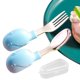 thumbnail image 1 of Juego De Cuchara Y Tenedor De Silicona Para Bebés, Cubiertos De Alimentación De Animales De Dibujos Animados Para Niños Con Caja De Almacenamiento De 2 Piezas Yuarrent BA001305-00, 1 of 6