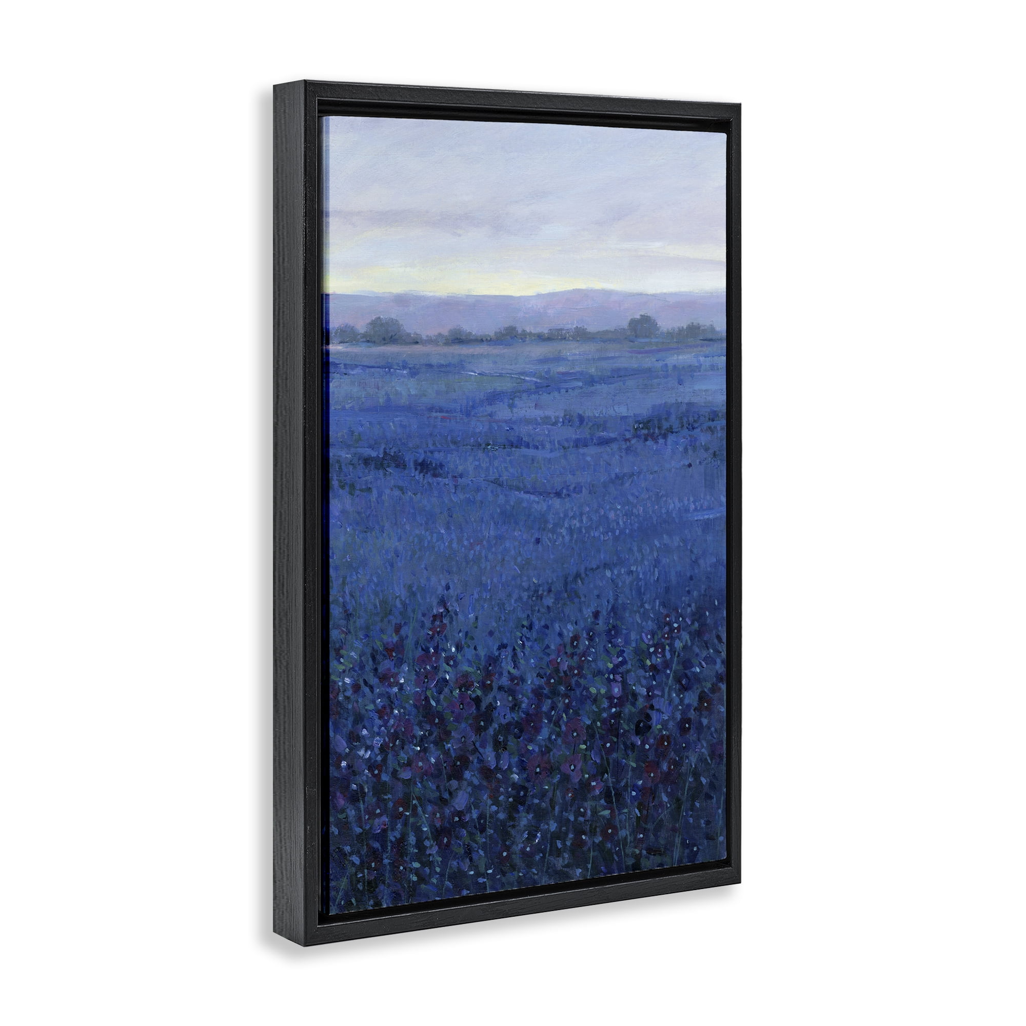Stupell Industries Blue Country Fields Landscape Painting Black Floater Framed Art Print Wall Art, 17 x 25