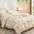 thumbnail image 3 of Funda nórdica, 100% microfibra cepillada 3 piezas Reina Floral Juegos de cama, Rojo, 3 of 9