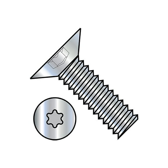 #8-32 x 3/8 in Torx Flat Machine Screw, Zinc Plated Steel, 10000 PK
