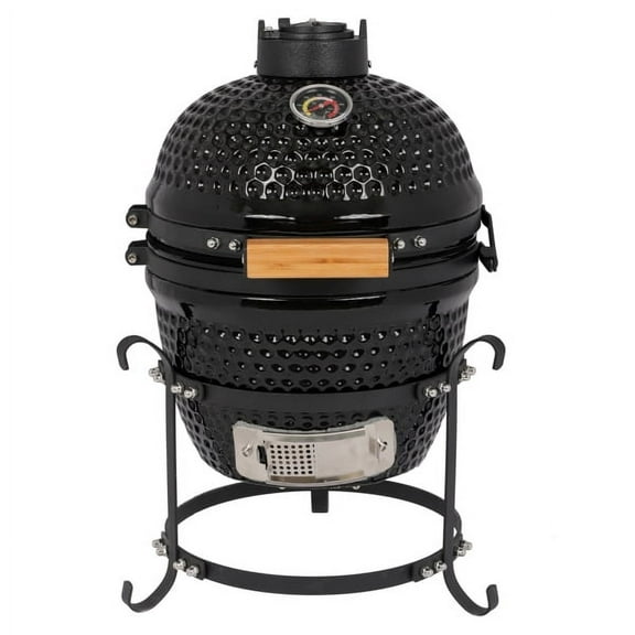 Ceramic Grill, 10.43" Cooking Grid, Egg-Shaped Design, 50-800°F Temperature Range for Grilling/Smoking/Baking