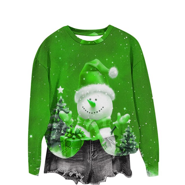 Funicet Blouses pour Femmes Décontractées, Blouses à Manches Longues pour Femmes, Mode Femmes Décontractées Manches Longues Imprimées Col Rond T-Shirt Ample Blouse Chandails en Molleton Sans Capuche, Blouses Femmes Manches 3/4