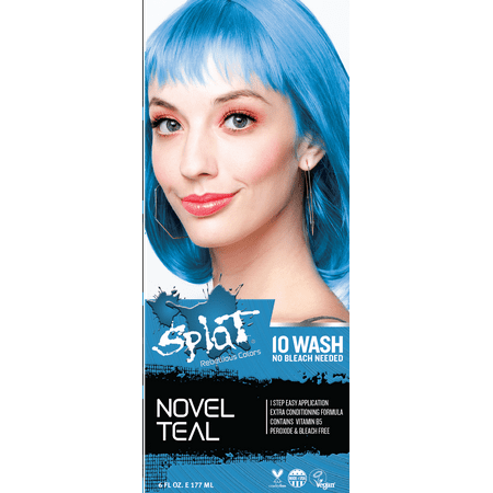 Splat 10 Wash No Bleach Hair Dye Novel Teal (Best Professional Hair Bleach For Dark Hair)
