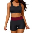 thumbnail image 4 of Hurxie 3 Piece Tankini Swimsuits for Women Swim Tank Top with Bra and High Waist Boy Shorts with Pockets Wine,2XL, 4 of 6