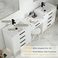 thumbnail image 7 of Eclife 84-Inch White Double Sink Bathroom Vanity with Makeup Countertop, 7 of 7