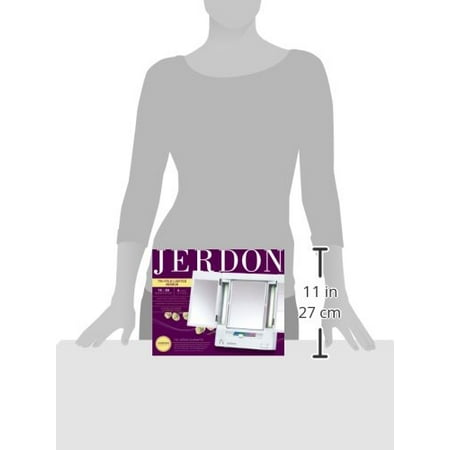 Jerdon Tri Fold Two Sided Lighted Makeup Mirror With 5x Jerdon Tri Fold Two Sided Lighted Makeup Mirror With 5x Magnification White Finish