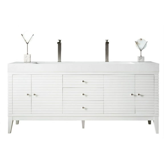 James Martin Vanities 210-V72d-Gw Linear 72" Double Basin Wood Vanity Set - White