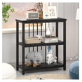 Bookshelf, Modern 3 Tier Bookcase, Wood & Metal Shelves - Rustic Black ...