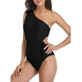 thumbnail image 3 of Women One Piece Swimsuits Cut Out One Shoulder Bathing Suits Padded Monokini Swimwear, 3 of 7