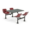 OFM Model 1003 Cluster Seating Table with 30" Top and 4 Seats, Gray Nebula with Maroon
