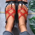 thumbnail image 7 of Women Sandals Comfortable Oofos Shoes Comfortable Sandals for Women Women's Fashionable Casual Versatile Wrap-Around Straps Vacation Summer Style Fashion Trend Eye-Catching Flat Sandals Red, 7 of 7
