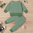 thumbnail image 7 of Odeerbi Infant Boys Girls Fall Winter Outfits Striped Tops Jogger Pants Set 1-3 Years Kids Long Sleeve Pullover Shirt Lace Up Ankle Tied Pants Two-piece Set Infant Clothes Green, 7 of 7