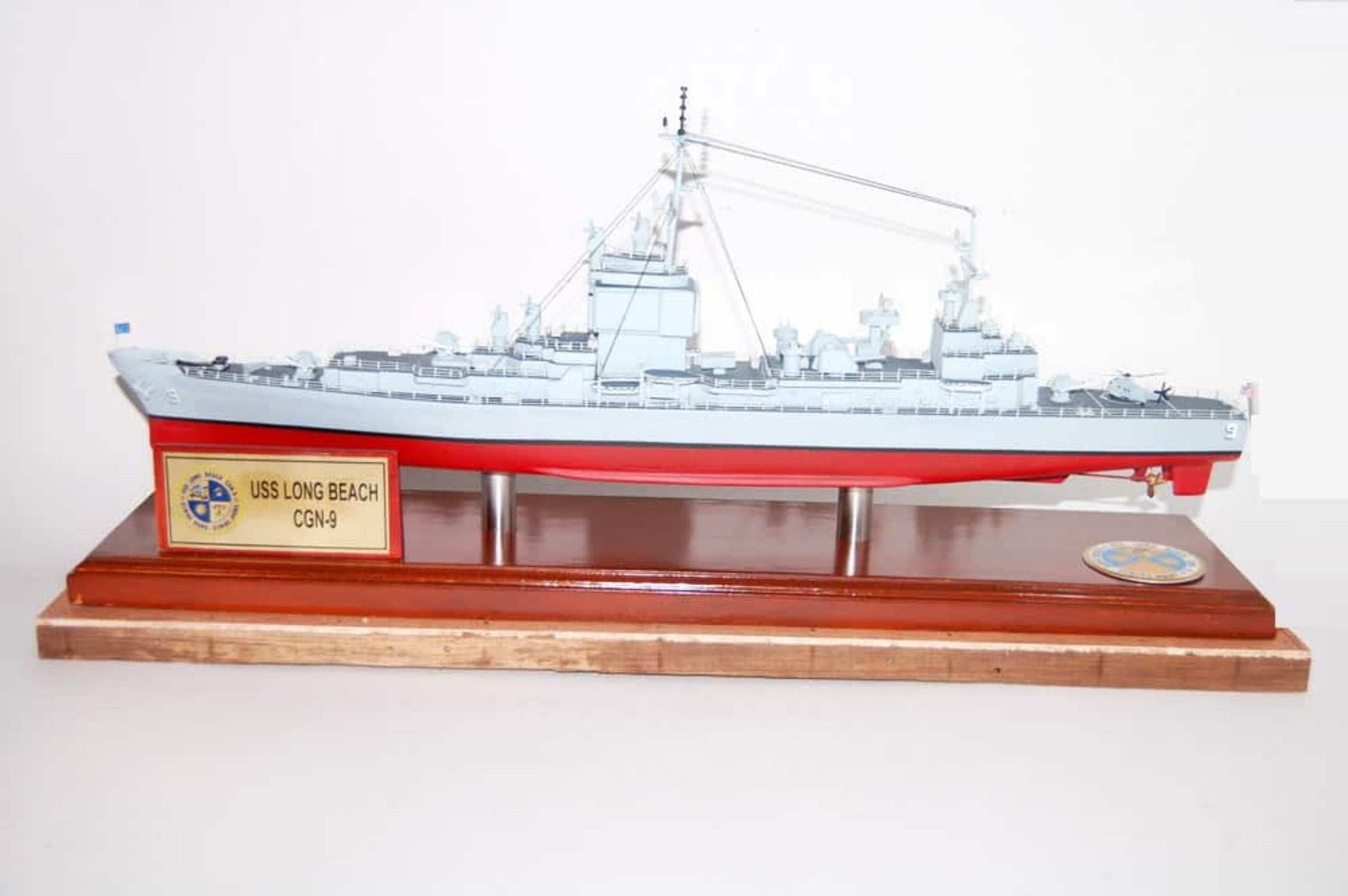 USS Long Beach CGN9 Model,Navy,Scale Model,Mahogany,Long Beach Class Cruiser