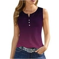 thumbnail image 2 of Giftesty Tank Tops for Women Clearance Women's 2024 Summer Gradient Button Round Neck Sports Tank Top for Outwear with Bottom Short Top Round Neck Tank Top, 2 of 7