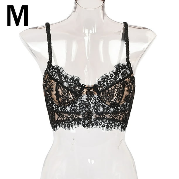 Women Sexy Floral Lace Camisole Bra Single-Breasted Bra Sexy