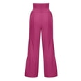 thumbnail image 5 of Odeerbi Wide Leg Pants for Women Fashion 2025 Casual High Waist Elastic Waist Solid Color Ruffle Long Pants Hot Pink, 5 of 5