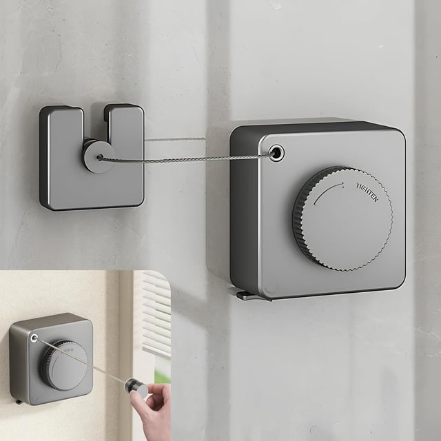 Tendedero Retráctil de Uso Rudo, Cuerda de Acero Inoxidable, Tendedero de Pared Invisible para Ropa Pesada, Ahorra Espacio en Interior, Exterior, Balcón (Gris)