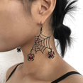 thumbnail image 1 of Pendientes colgantes de telaraña de Halloween para mujer, pendientes de araña negros con cristal rojo., 1 of 4