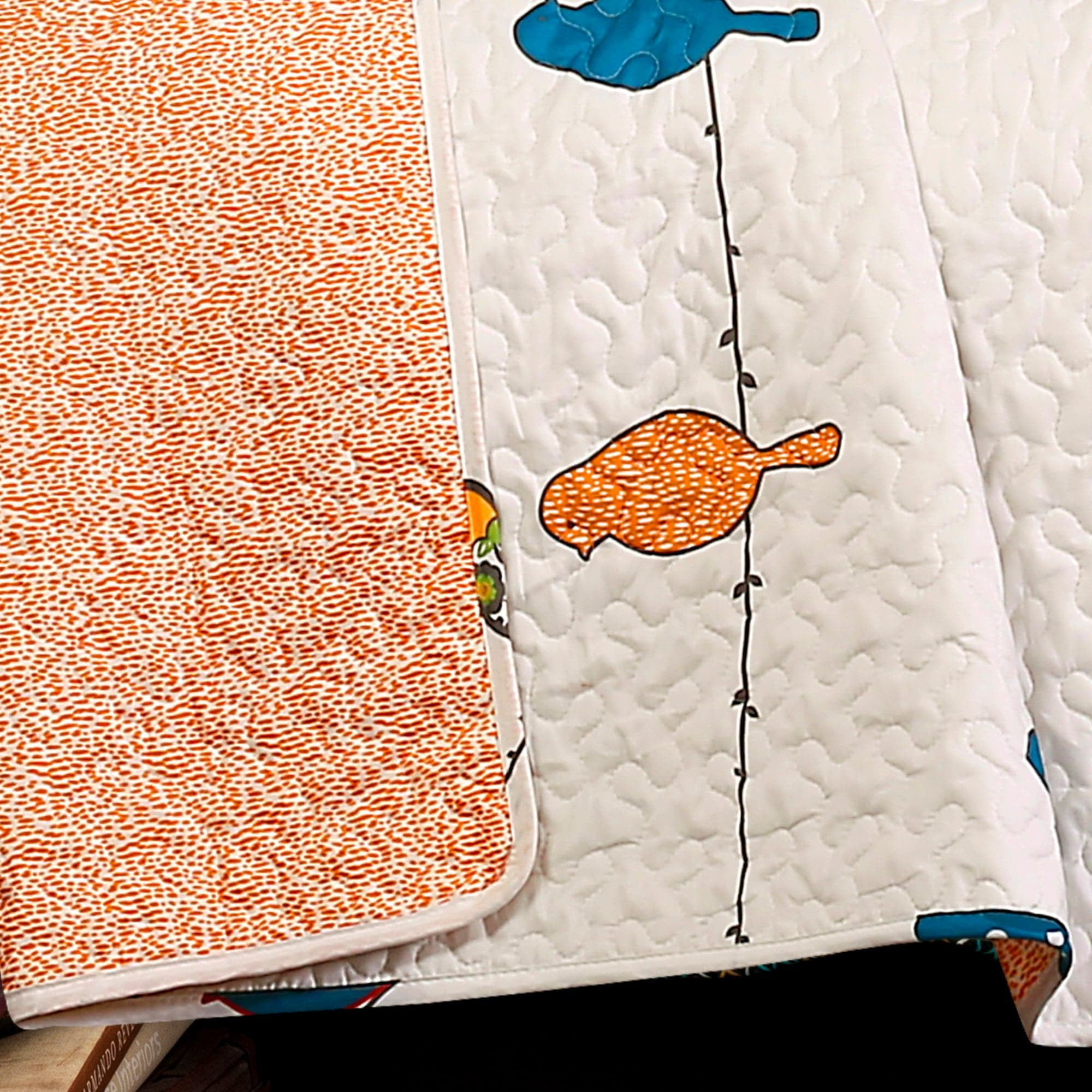 Rowley Birds 7-Piece King Quilt Set, Orange