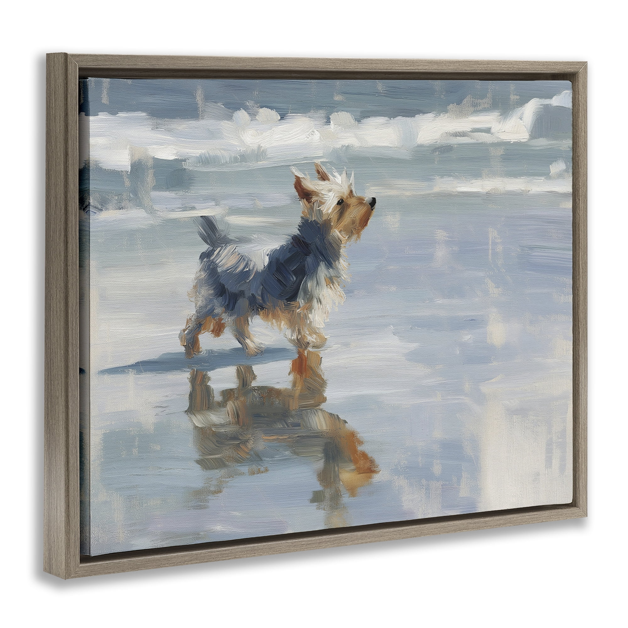 Stupell Industries Yorkie's Quiet Moment Brown Framed Floater Canvas Wall Art, design by Svetlana Aleynikova