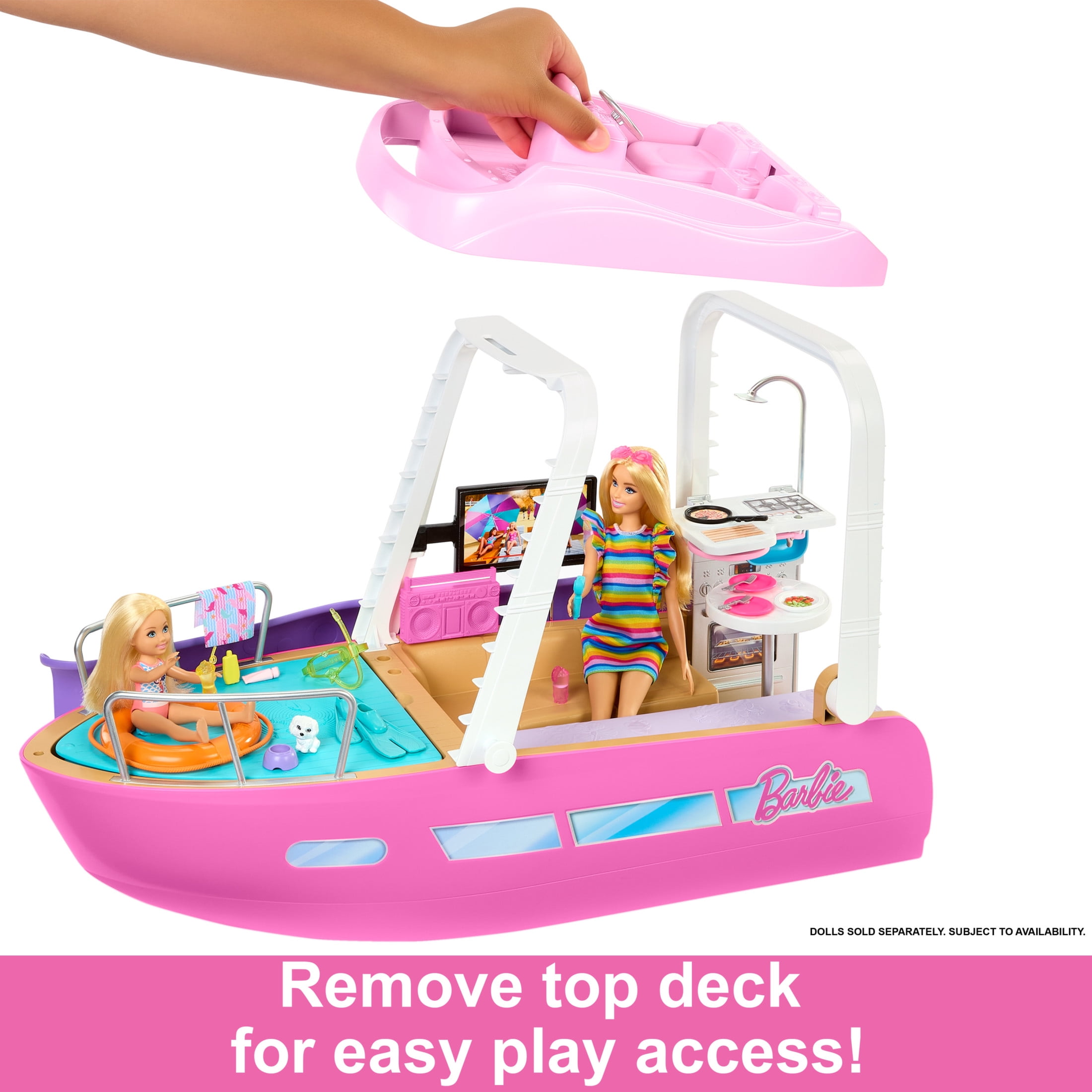 Barbie Dream Boat Playset with 20 Accessories Including Dolphin Pool and Slide Multicolor