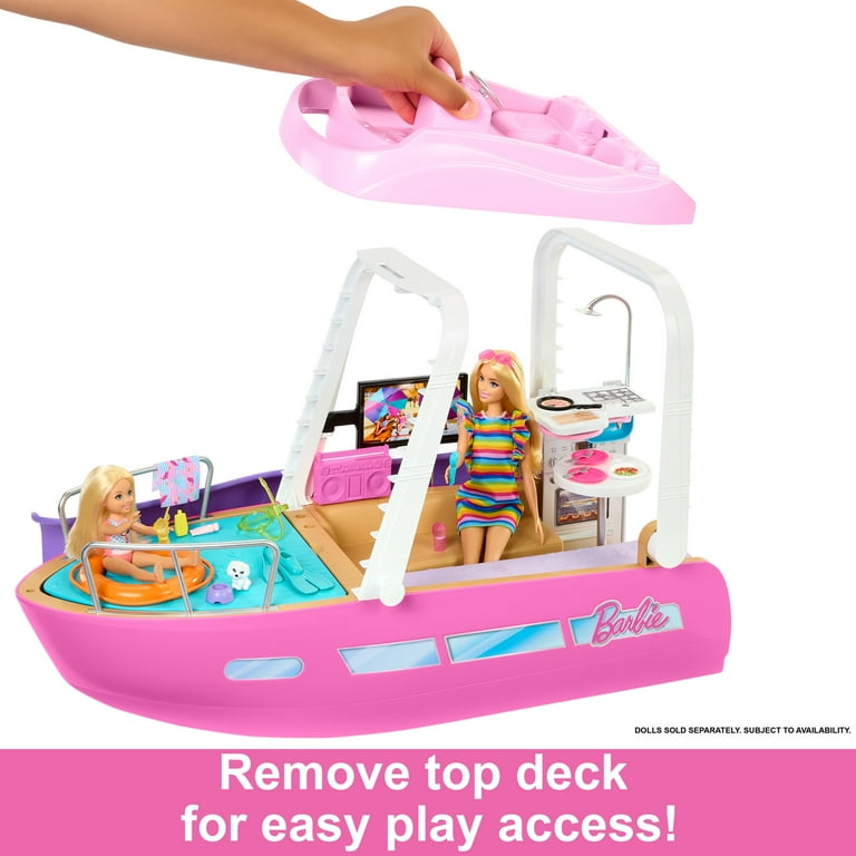 Barbie Dream Boat Playset with 20 Accessories Including Dolphin Pool and Slide Multicolor