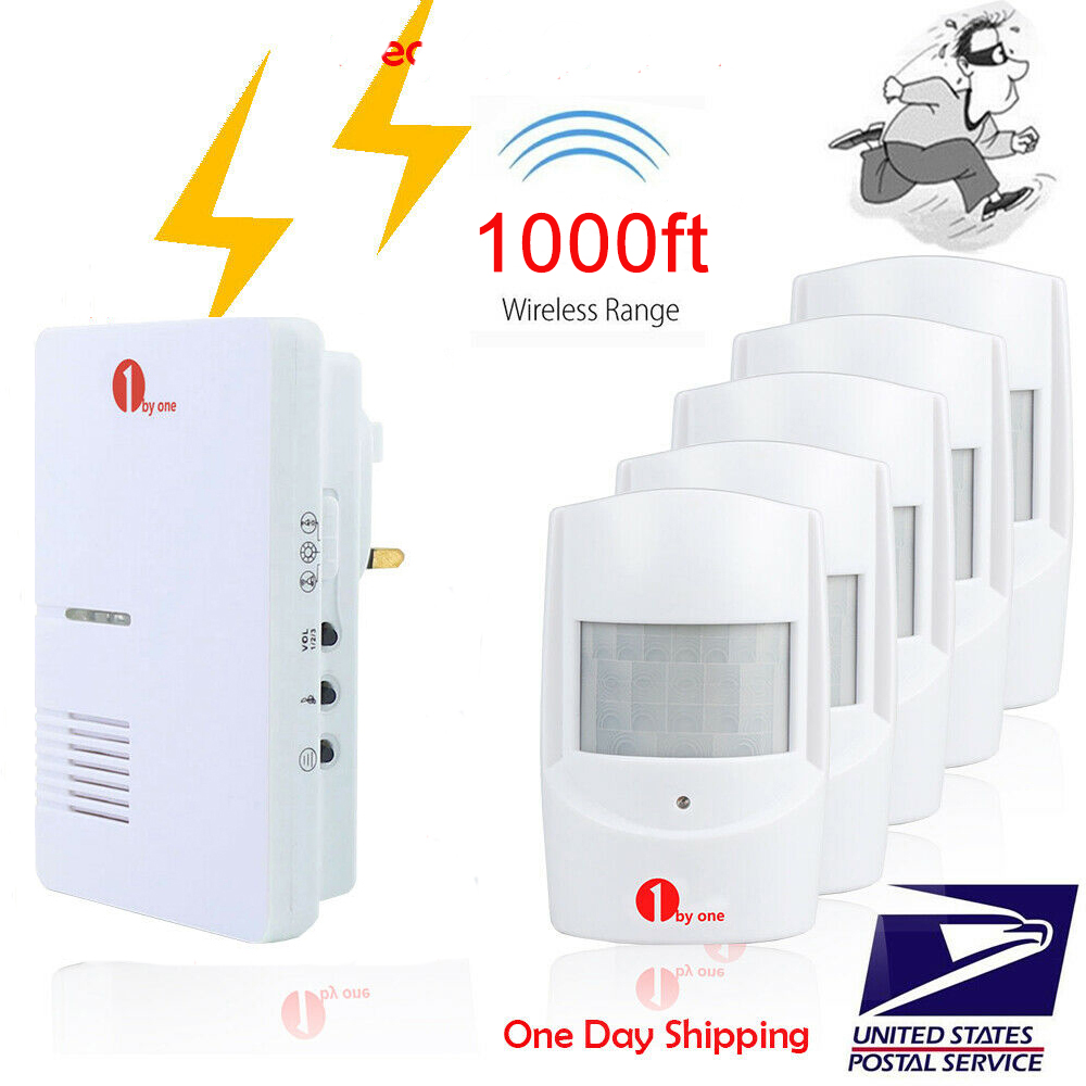 1byone 1000ft Plugin Wireless Driveway Alarm Alert System with