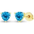 thumbnail image 2 of Decadence Yellow Gold Plated 925 Sterling Silver 4mm Triangle Trillion Cut Natural Swiss Blue Topaz December Birthstone Screwback Stud Earrings, 2 of 7