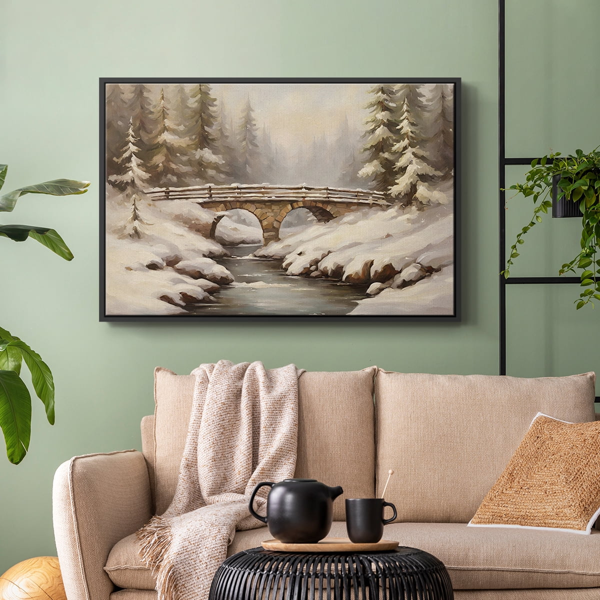 Vintage Landscape-CLXXVI By Wexford Home Framed in Black Wood Gallery Wrapped Canvas 25 in. x 37 in.