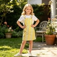 thumbnail image 2 of Bainana Kids Girls Sleeveless Striped Printed Overalls Dress With Pocket Casual Breathable Child Suspender Dress For Beach Vacation Size 8-9 Years Yellow, 2 of 7