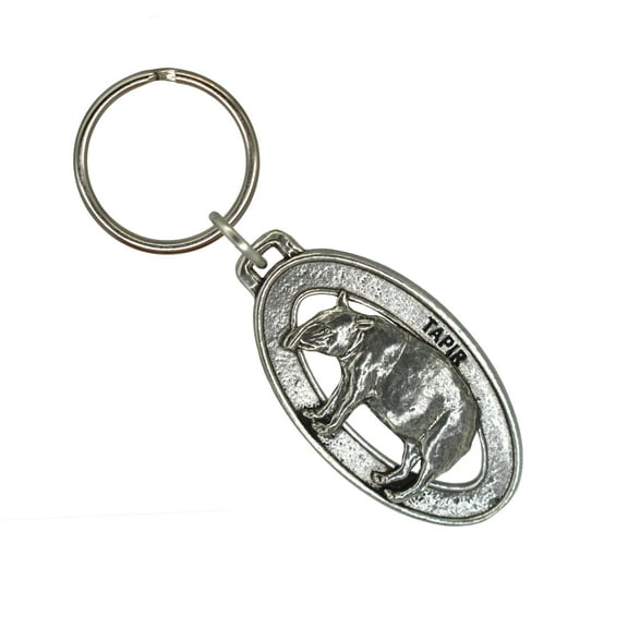 Tapir Keychain, M154KC, Key Fob, Key Ring, Keys, Zipper Pull, Luggage Tag, Pewter, Backpack, Over 300 Keychains Designs, Handmade in the USA