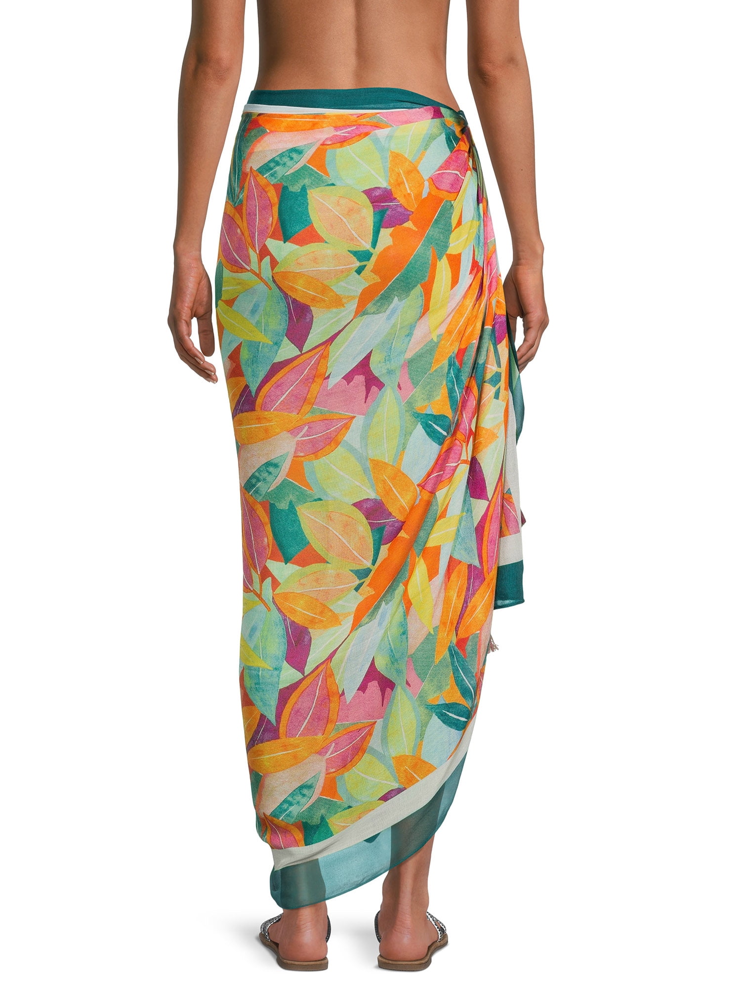 Time & Tru Women's Pareo Swimwear Cover-up, Multi-use Wrap, Beach Wrap