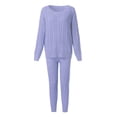 thumbnail image 6 of Babysbule Lounge Sets for Women Womens Ladies Round Neck Cable Knitted Warm 2PC Loungewear Suit Sets Tracksuit Homewear, 6 of 6