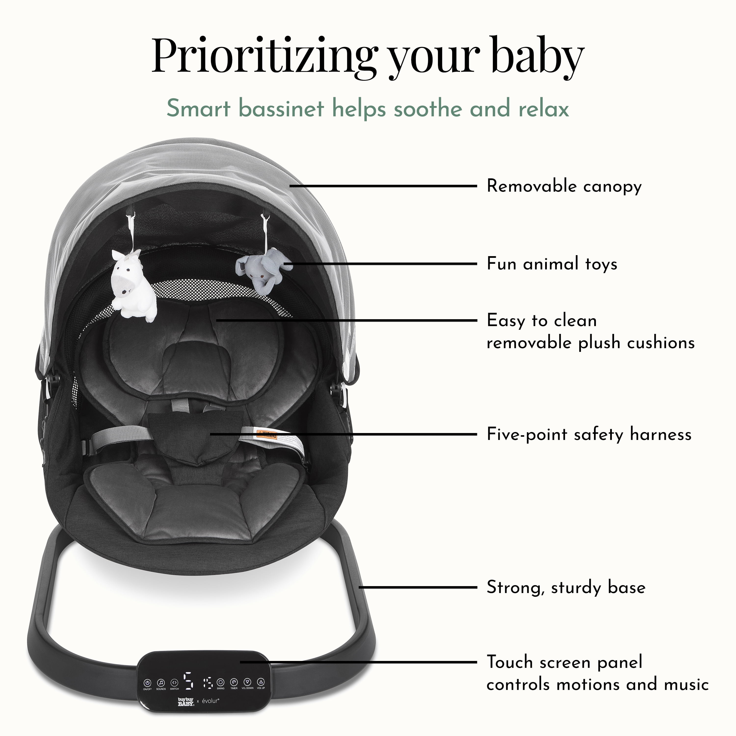 Evolur Comfort Cocoon Swing, Black
