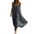 thumbnail image 2 of QUNYINEY Long Trending Dresses for Women 2026 Solid Cotton Linen A Line Sleeveless Slip Dress Beach Loose Fit Summer V Neck Dresses, 2 of 8