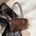 thumbnail image 6 of Yucurem Vintage Shoulder Bags for Women, Trendy Leather Hobo Handbag with Pendant for Work Travel (Brown), 6 of 9
