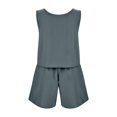 thumbnail image 4 of JULMCOMO Linen Sets for Women 2 Piece Crew Neck Baggy Summer Tank Tops Drawstring Wide Leg Casual Summer Short Sets with Pockets Dark Gray M, 4 of 4