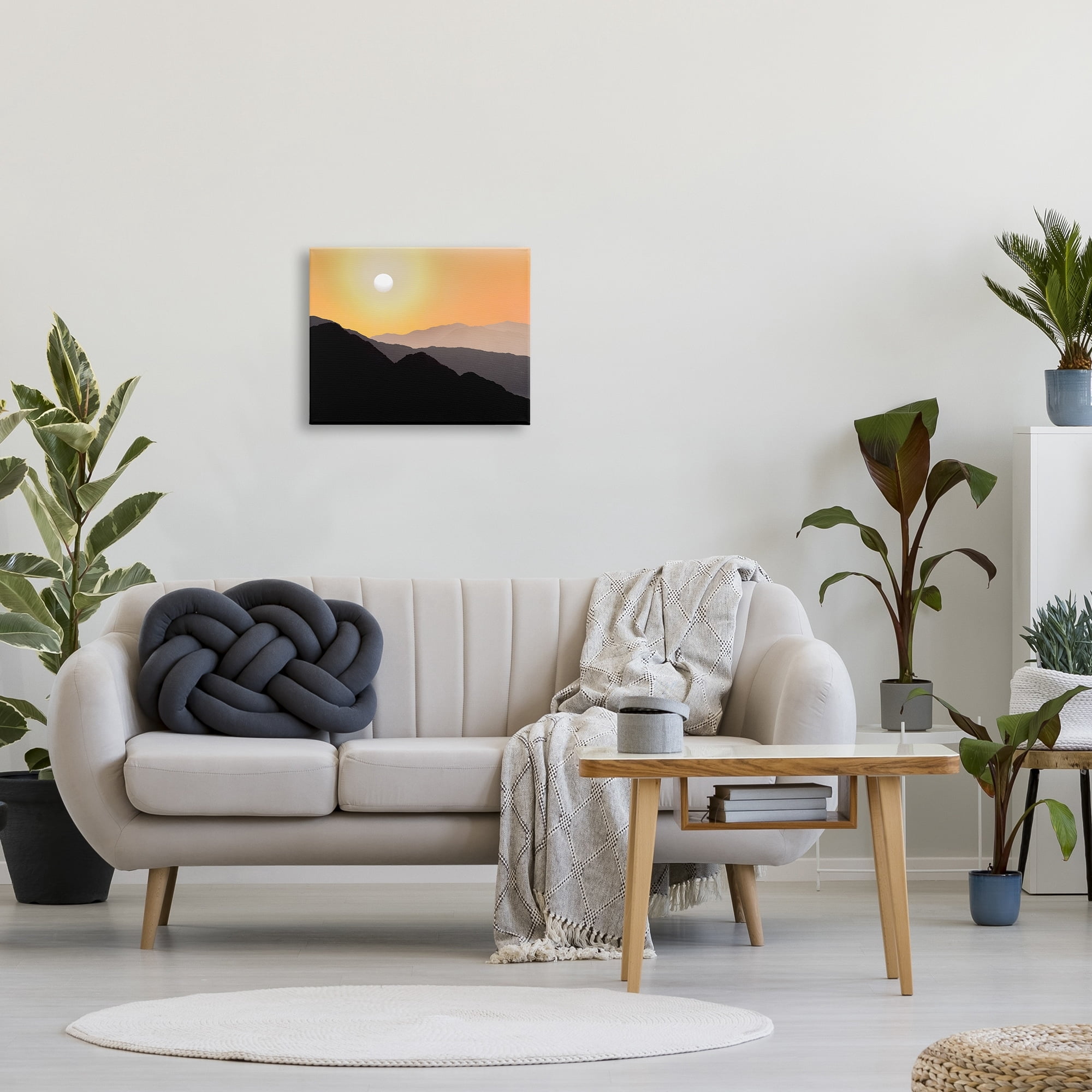 Stupell Industries Orange Sky Mountain Silhouettes Landscape Photography Gallery Wrapped Canvas Print Wall Art