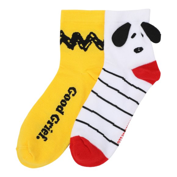 Peanuts Snoopy avec Oreilles 3D et Charlie Brown Good Grief Lot de 2 Chaussettes Mi-Mollet pour Femmes Juniors