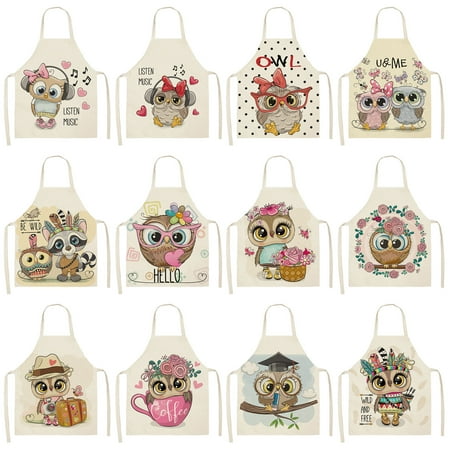 

ZEAVAN Wipeable Cute Cartoon Parrot Kitchen Apron Sleeveless Cotton Linen Baking Cooking Tools