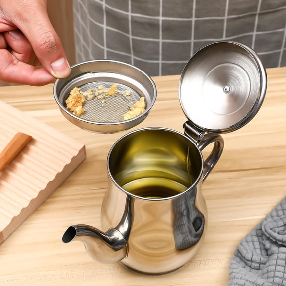 Milisten Bacon Grease Container Silver 1Pack Capacity 24Oz
