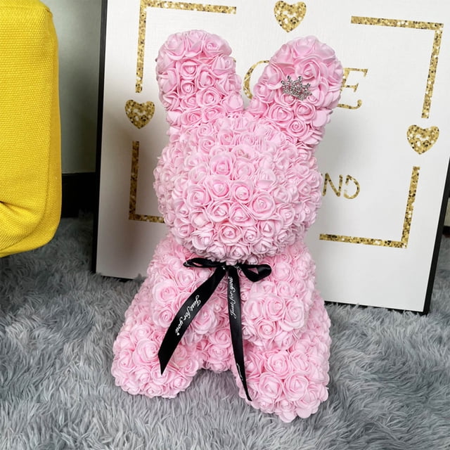 Simulation Rose Bunny, Valentine's Day Simulation Rose Bunny Cuddle Bunny Birthday Gift Foam Bunny