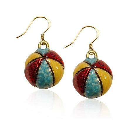 Whimsical Gifts 2875G-ER Beach Ball Charm Earrings in Gold